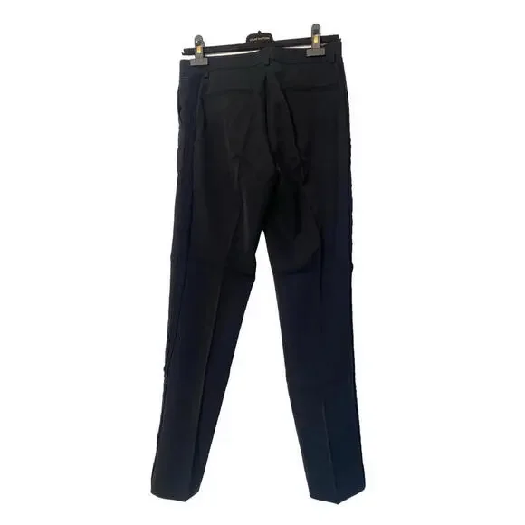 Vintage 04A Chanel FR-36/38 Pants Black Wool Silk Tuxedo Detail Trousers 2004 - Picture 4 of 9